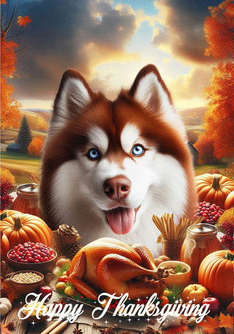Siberian Husky Red Blue Eyes -  Best of Breed  Thanksgiving Outdoor House and Garden Flag