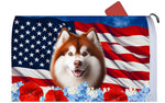 Siberian Husky Red - Best of Breed Patriotic Mailbox Cover Hi-Grade Vinyl 6" x 19"