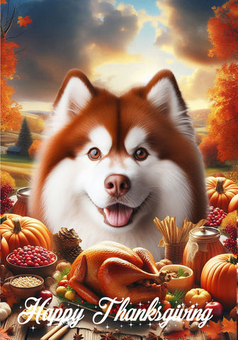 Siberian Husky Red Brown Eyes - Best of Breed  Thanksgiving Outdoor House and Garden Flag