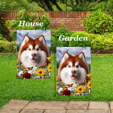 Siberian Husky Red - Best of Breed  Summer Fields Outdoor House and Garden Flag