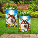 Siberian Husky Red Brown Eyes - Best of Breed  Summer Butterflies Outdoor House and Garden Flag