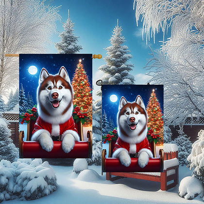 Siberian Husky Red - Best of Breed DCR Christmas Outdoor House and Garden Flag