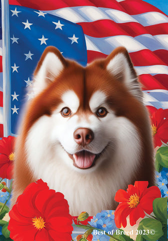 Siberian Husky Red - Best of Breed  Patriotic I All-American Outdoor House and Garden Flag