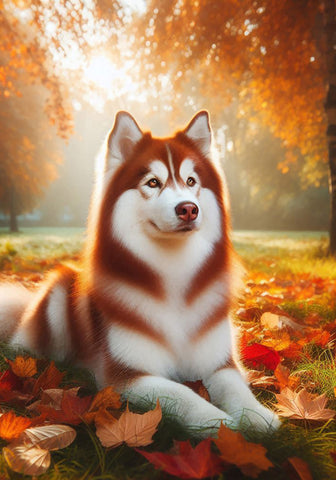 Siberian Husky Red - Best of Breed DCR Falling Leaves Outdoor Flag