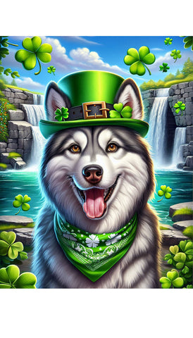 Siberian Husky Grey - Best of Breed DCR Saint Patricks Day Day Outdoor House and Garden Flag