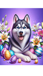 Siberian Husky Grey Blue/Eyes - Best of Breed DCR Easter Holiday    Outdoor House and Garden Flag