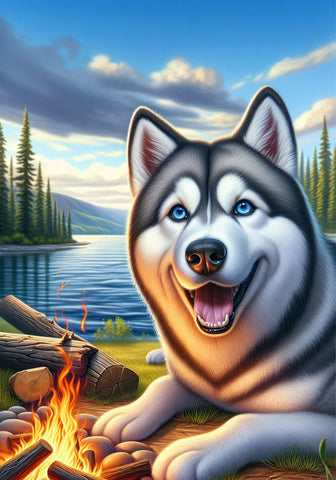 Siberian Husky Grey - Best of Breed DCR Summer Camping   Outdoor House and Garden Flag
