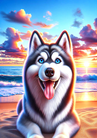 Siberian Husky Grey - Best of Breed DCR Summer Sunset Outdoor House and Garden Flag