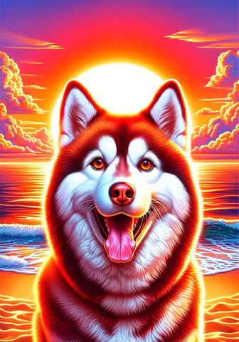 Siberian Husky Red - Best of Breed DCR Summer Sunset Outdoor House and Garden Flag