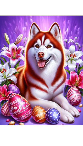 Siberian Husky Red - Best of Breed DCR Easter Holiday    Outdoor House and Garden Flag