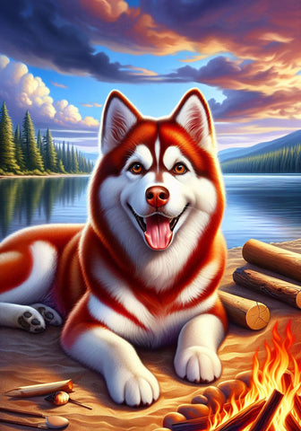Siberian Husky Red - Best of Breed DCR Summer Camping   Outdoor House and Garden Flag