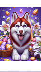 Siberian Husky Red Blue/Eyes - Best of Breed DCR Easter Holiday    Outdoor House and Garden Flag