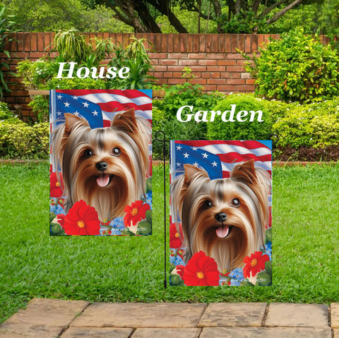 Silky Terrier Silver/Tan - Best of Breed  Patriotic I All-American Outdoor House and Garden Flag