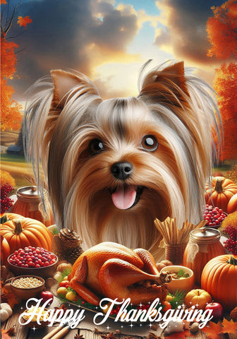 Silky Terrier Silver/Tan - Best of Breed  Thanksgiving Outdoor House and Garden Flag