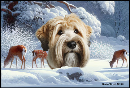 Soft Coated Wheaton Terrier - Best of Breed Winter Wonderland Floor Mat Tufted Loop 18" x 27"