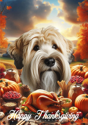 Soft Coated Wheaton Terrier - Best of Breed  Thanksgiving Outdoor House and Garden Flag