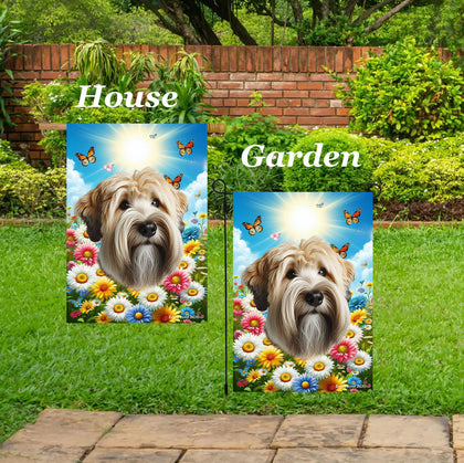 Soft Coated Wheaton Terrier - Best of Breed  Summer Butterflies Outdoor House and Garden Flag