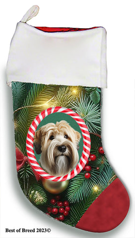 Soft Coated Wheaton Terrier - Best of Breed  Christmas Stocking 13.5"  Red Gaming Cloth with Red Lining ,Plush White Cuff