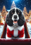 Springer Spaniel Black White - Best of Breed DCR Christmas Outdoor House and Garden Flag