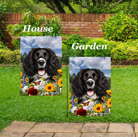 Springer Spaniel B/W - Best of Breed  Summer Fields Outdoor House and Garden Flag
