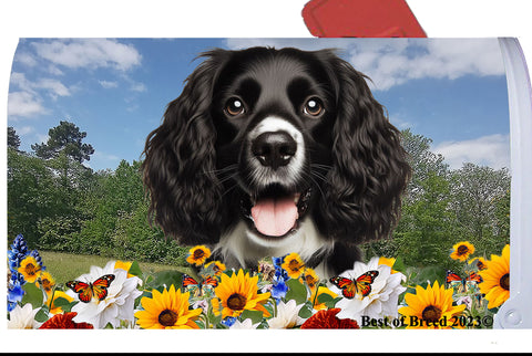 Springer Spaniel B/W - Best of Breed Summer Flowers Mailbox Cover Hi-Grade Vinyl 6" x 19"