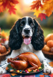 Springer Spaniel Black White - Best of Breed DCR Thanksgiving Outdoor House and Garden Flag