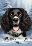 Springer Spaniel B/W - Best of Breed  Winter Wonderland Outdoor House and Garden Flag