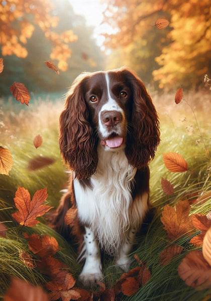 Springer Spaniel Liver White - Best of Breed DCR Falling Leaves Outdoor Flag