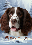 Springer Spaniel L/W - Best of Breed  Winter Wonderland Outdoor House and Garden Flag