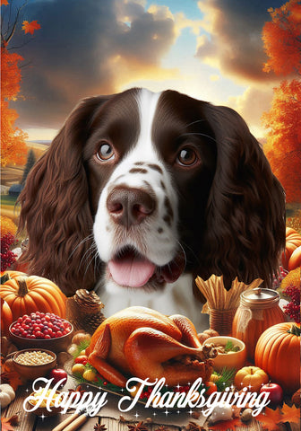 Springer Spaniel L/W - Best of Breed  Thanksgiving Outdoor House and Garden Flag