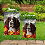 Springer Spaniel L/W - Best of Breed  Fall Leaves Outdoor House and Garden Flag