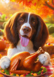 Springer Spaniel Liver White - Best of Breed DCR Thanksgiving Outdoor House and Garden Flag