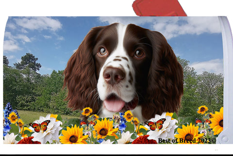 Springer Spaniel L/W - Best of Breed Summer Flowers Mailbox Cover Hi-Grade Vinyl 6" x 19"