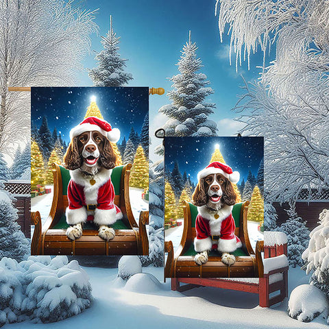 Springer Spaniel Liver White - Best of Breed DCR Christmas Outdoor House and Garden Flag