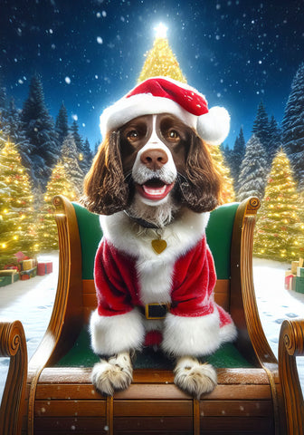 Springer Spaniel Liver White - Best of Breed DCR Christmas Outdoor House and Garden Flag