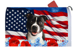 Staffordshire Bull Terrier Black/White - Best of Breed Patriotic Mailbox Cover Hi-Grade Vinyl 6" x 19"