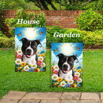 Staffordshire Bull Terrier Black/White - Best of Breed  Summer Butterflies Outdoor House and Garden Flag