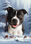 Staffordshire Bull Terrier Black/White - Best of Breed  Winter Wonderland Outdoor House and Garden Flag