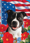 Staffordshire Bull Terrier Black/White - Best of Breed  Patriotic I All-American Outdoor House and Garden Flag