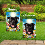 Staffordshire Bull Terrier Black - Best of Breed  Summer Butterflies Outdoor House and Garden Flag