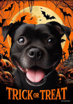 Staffordshire Bull Terrier Black - Best of Breed  Halloween Outdoor House and Garden Flag