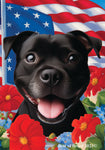 Staffordshire Bull Terrier Black - Best of Breed  Patriotic I All-American Outdoor House and Garden Flag