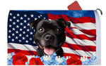 Staffordshire Bull Terrier Black - Best of Breed Patriotic Mailbox Cover Hi-Grade Vinyl 6" x 19"