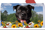 Staffordshire Bull Terrier Black - Best of Breed Summer Flowers Mailbox Cover Hi-Grade Vinyl 6" x 19"