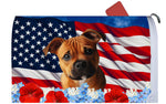 Staffordshire Bull Terrier Orange -  Best of Breed Patriotic Mailbox Cover Hi-Grade Vinyl 6" x 19"