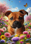 Staffordshire Bull Terrier Orange -  Best of Breed  Spring Butterflies Outdoor House and Garden Flag