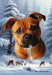 Staffordshire Bull Terrier Orange -  Best of Breed  Winter Wonderland Outdoor House and Garden Flag