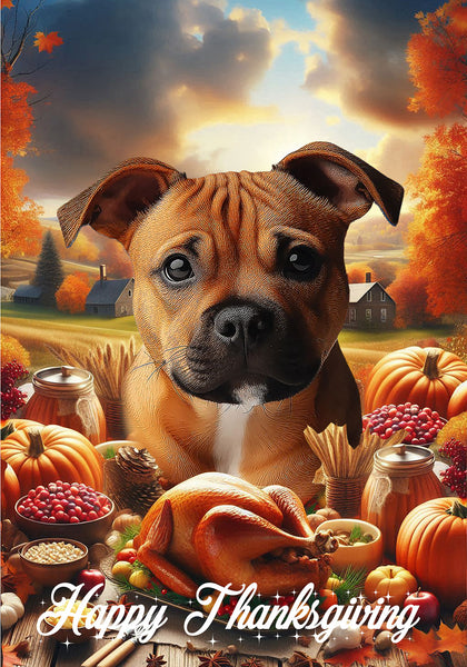 Staffordshire Bull Terrier Orange -  Best of Breed  Thanksgiving Outdoor House and Garden Flag