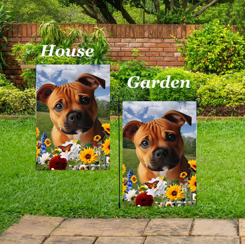 Staffordshire Bull Terrier Orange -  Best of Breed  Summer Fields Outdoor House and Garden Flag