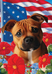 Staffordshire Bull Terrier Orange -  Best of Breed  Patriotic I All-American Outdoor House and Garden Flag